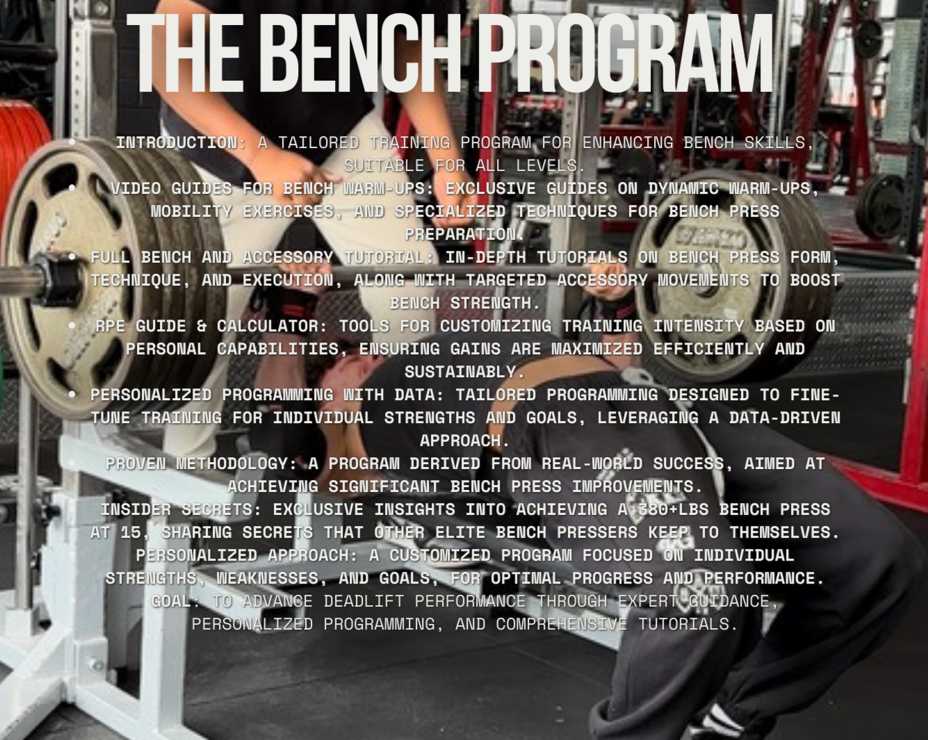 Bench Specialist Program